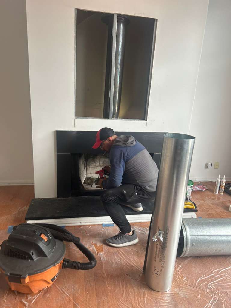Professional chimney motor installation